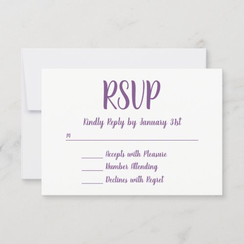 Hand Made Font Script Purple and White RSVP