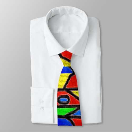 Hand_made mosaic Painting Barcelona Tilles  Neck Tie