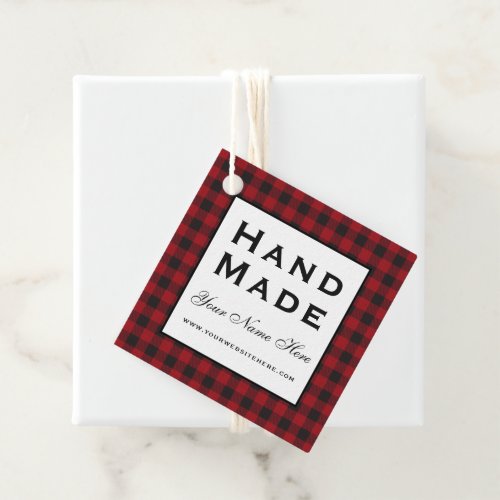 Hand Made Red Plaid Product Tags