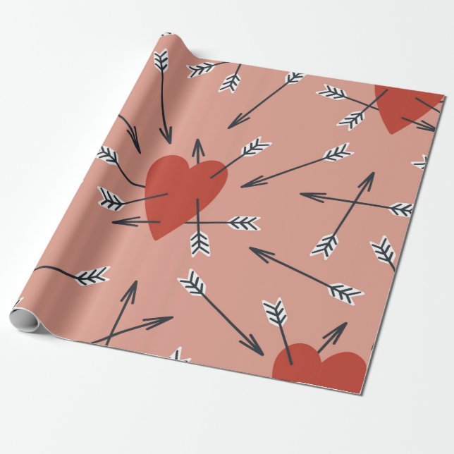 Hand made seamless pattern with flat illustrations wrapping paper (Unrolled)