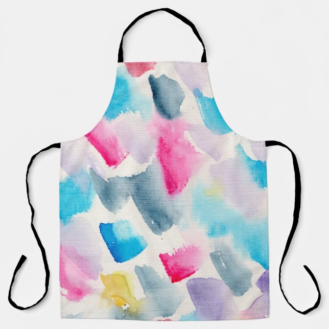 hand made watercolor abstract brush strokes backgr apron (Front)