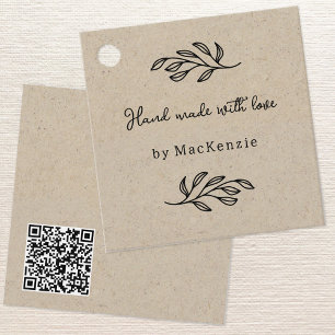 Hand Made With Love Brown QR Code Price Tag
