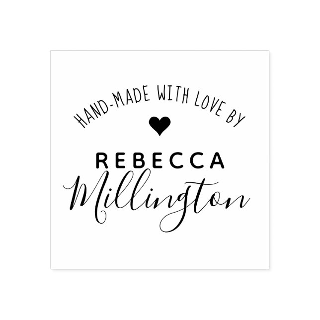 Hand-Made With Love | Custom Artisan Signature Rubber Stamp (Imprint)