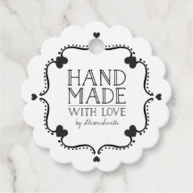 Hand made with love tag with Hearts