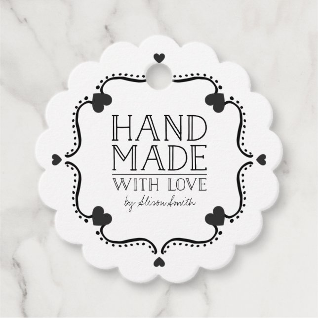 Hand made with love tag with Hearts (Front)