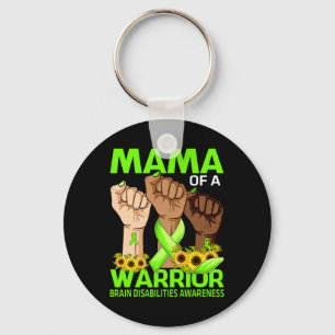 Hand Mama Of A Warrior Brain Disabilities Awarenes Keychain