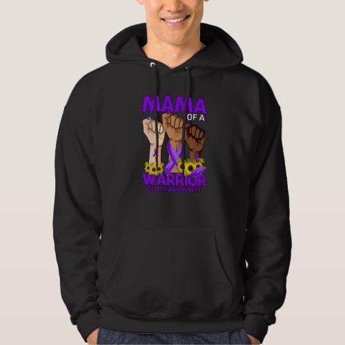 Hand Mama Of A Warrior Colitis Awareness Sunflower Hoodie