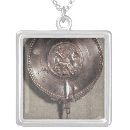 Hand mirror depicting Leda and the swan Silver Plated Necklace