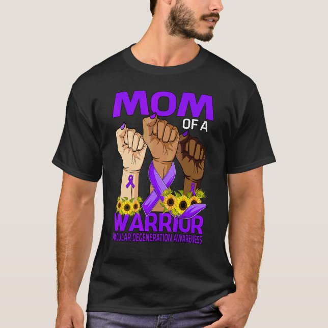 Hand Mom Of A Warrior Macular Degeneration Awarene T-Shirt (Front)