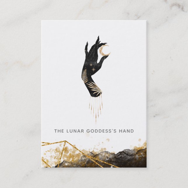 *~* Hand Moon Mystic Geometric Galaxy  Business Card (Front)
