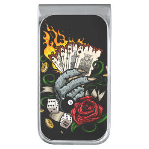 Hand Of Cards Silver Finish Money Clip