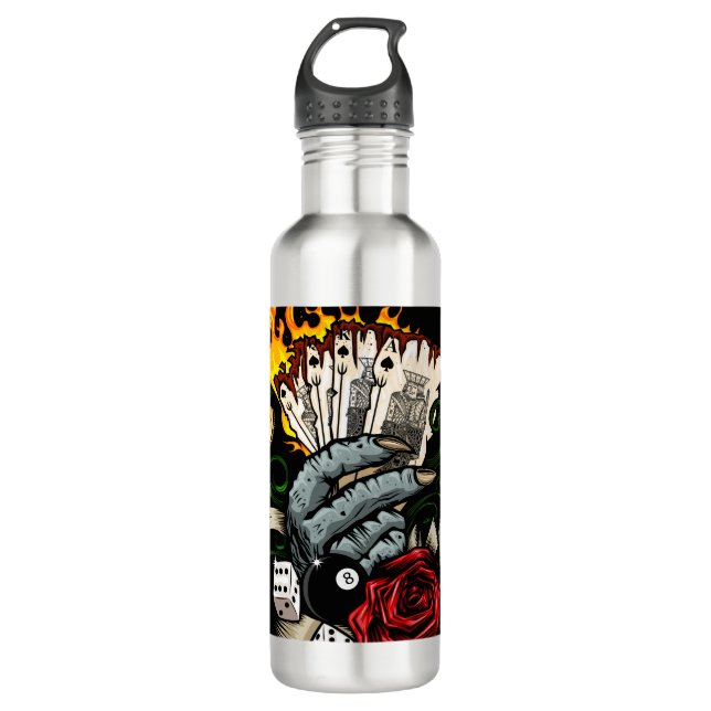 Hand Of Cards Stainless Steel Water Bottle (Front)