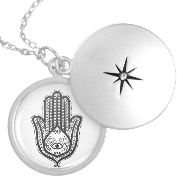 Hand of Fatima Locket Necklace (Front)