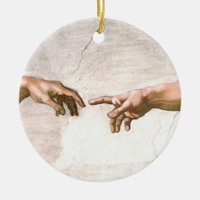 Hand of God by Michelangelo Ceramic Ornament (Front)