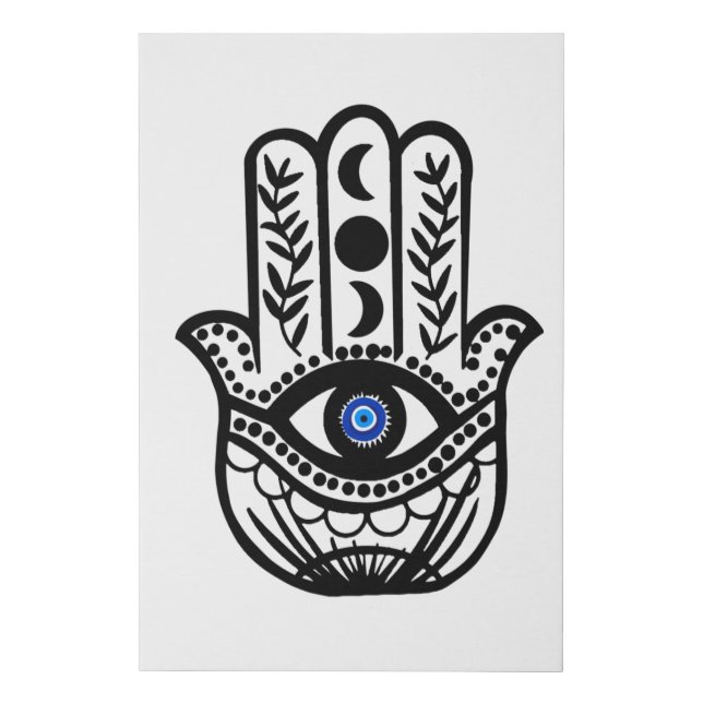 Hand of Hamsa Fatima Evil Eye Faux Canvas Print (Front)