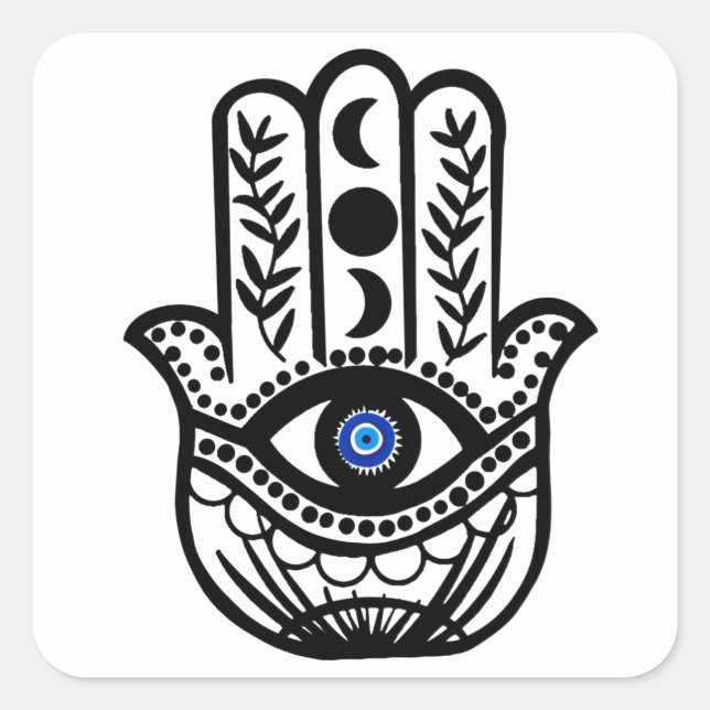 Hand of Hamsa Fatima Evil Eye Square Sticker (Front)