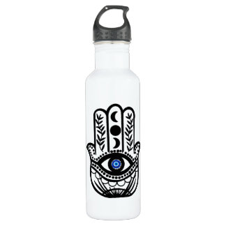 Hand of Hamsa Fatima Evil Eye Stainless Steel Water Bottle