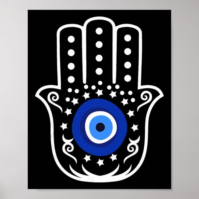 Hand Of Hamsa Fatima Turkish Tiger Eye Evil Protec Poster (Front)