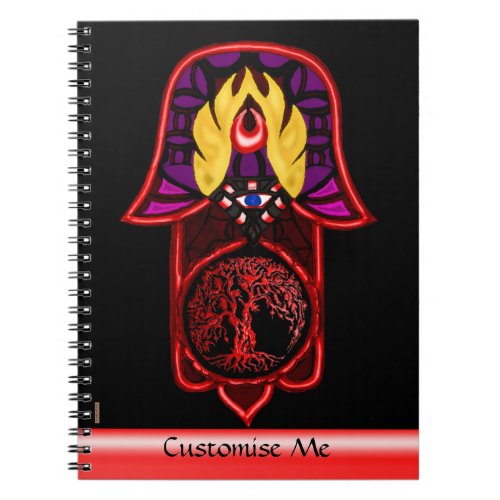 Hand of Hamsa feat Tree of Life 3 Notebook