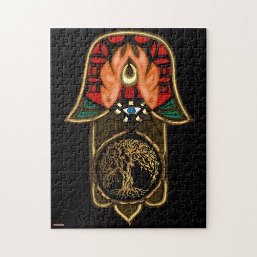 Hand of Hamsa feat Tree of Life Jigsaw Puzzle