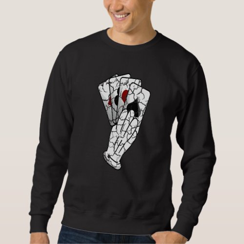 Hand Of Playing Cards Poker Distressed Sweatshirt