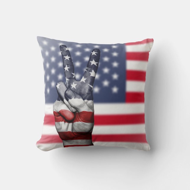 Hand of the American Flag Throw Pillow (Front)
