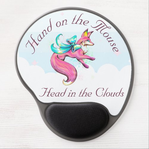 Hand on the Mouse Head in the Clouds Kawaii Fox Gel Mouse Pad