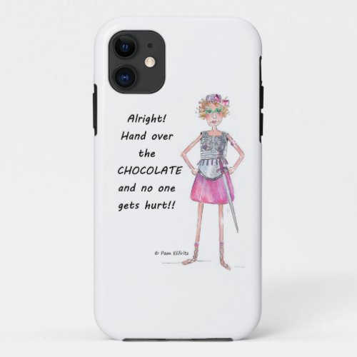 Hand over chocolate demand armor watercolor sketch iPhone 11 case
