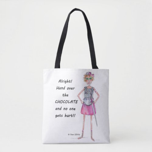 Hand over chocolate demand armor watercolor sketch tote bag