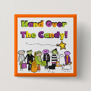Hand Over the Candy Halloween Tshirts and Gifts Button