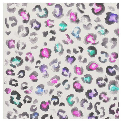 Hand paint Leopard print pattern multi watercolor Fabric