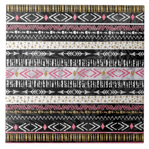 Hand paint tribal Aztec geometric design Ceramic Tile