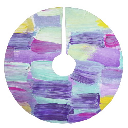Hand Painted Abstract Art Background Brushed Polyester Tree Skirt
