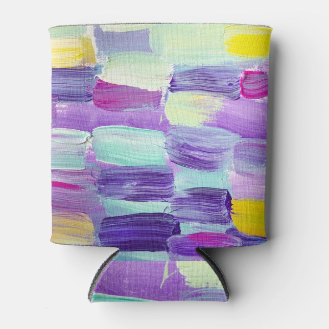 Hand Painted Abstract Art Background Can Cooler (Front)