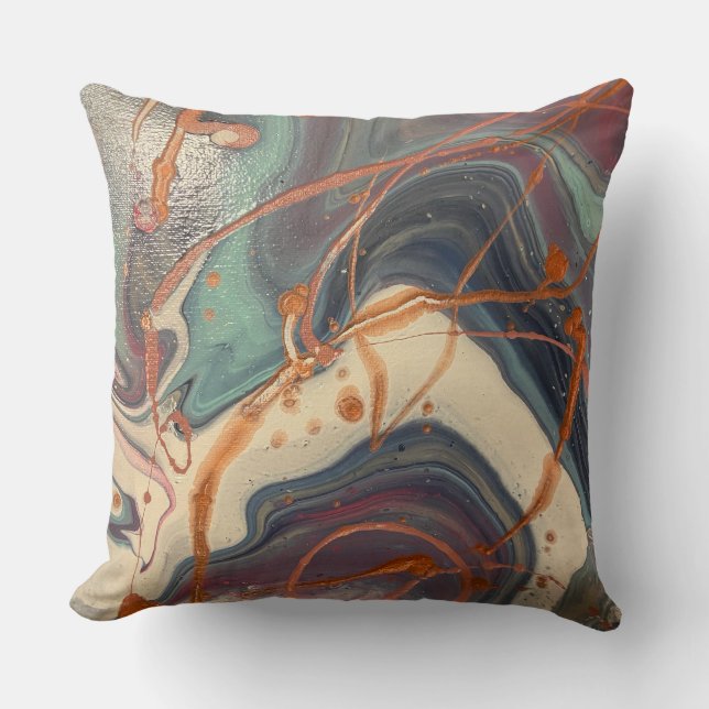 Hand Painted abstract Art pillow design (Front)