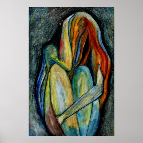 Hand Painted Abstract Female Modern Watercolor Poster
