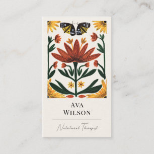 Hand Painted Abstract Floral Art Symmetrical Business Card