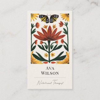 Hand Painted Abstract Floral Art Symmetrical Business Card