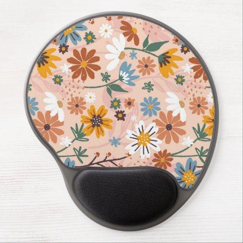 Hand Painted Abstract Floral Pattern Gel Mouse Pad