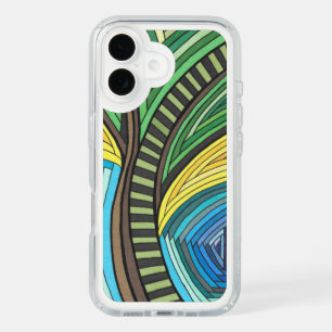 Hand Painted Abstract Tree and Geometry Design iPhone 16 Case