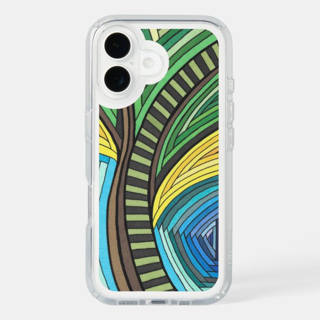 Hand Painted Abstract Tree and Geometry Design Speck iPhone Case (Front)