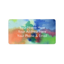 Hand-Painted Abstract Watercolor Blue Orange Green