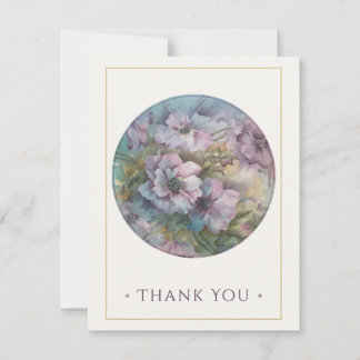 Hand-Painted Anemones Thank You Card — Plum & Gold
