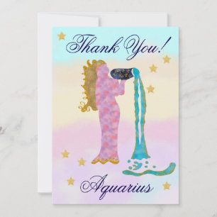 Hand-Painted Aquarius Birthday Thank You Card
