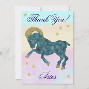 Hand-Painted Aries Birthday Thank You Card