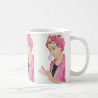 Hand Painted Art Pink Lady Coffee Mug Cup