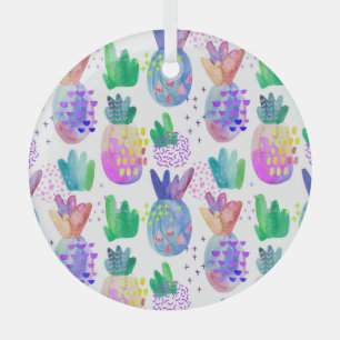 Hand-painted autumn flowers, seamless pattern. glass ornament