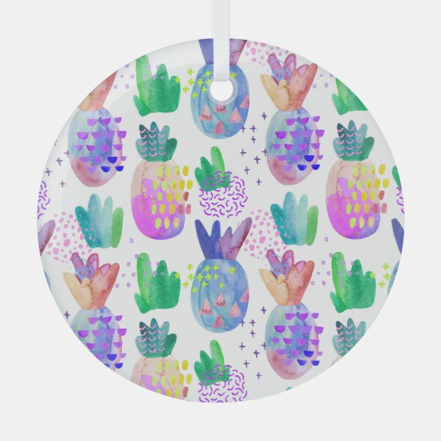 Hand-painted autumn flowers, seamless pattern. glass ornament (Front)