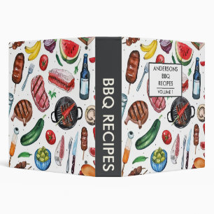 hand painted BBQ Personalized Recipe 3 Ring Binder