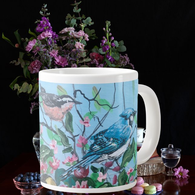  Hand Painted Birds Giant Coffee Mug (Creator Uploaded)
